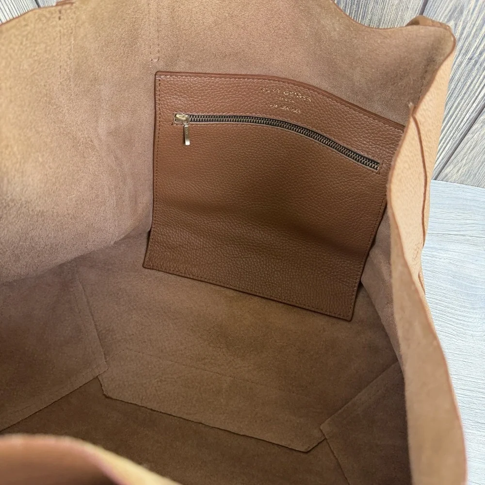 Kurt Geiger London Made in Italy 100% Leather Brown Large Tote Bag Shopper